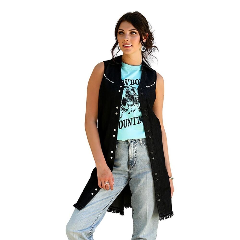Cruel Denim Dark Chambray Western Dress Size XXL - Picture 3 of 6